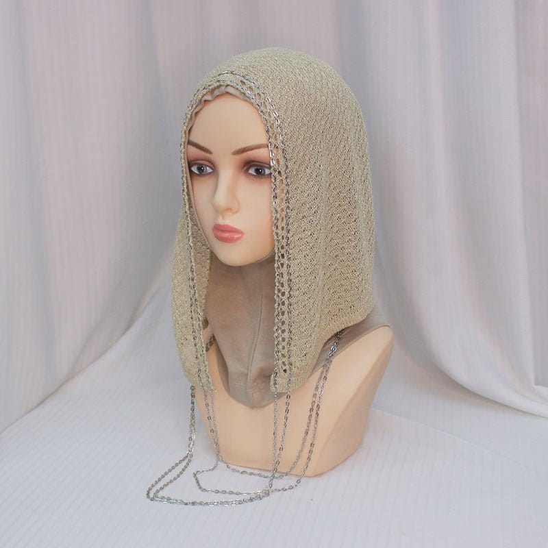 Chain Trim Hijab Cap | Sparkle Knit Balaclava with Chains(MAC375) - A-1 Thread Vault