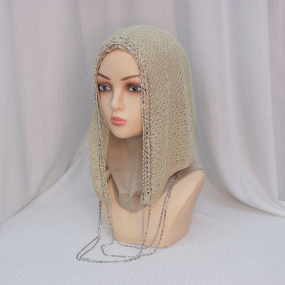 Chain Trim Hijab Cap | Sparkle Knit Balaclava with Chains(MAC375) - A-1 Thread Vault