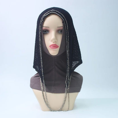 Chain Trim Hijab Cap | Sparkle Knit Balaclava with Chains(MAC375) - A-1 Thread Vault