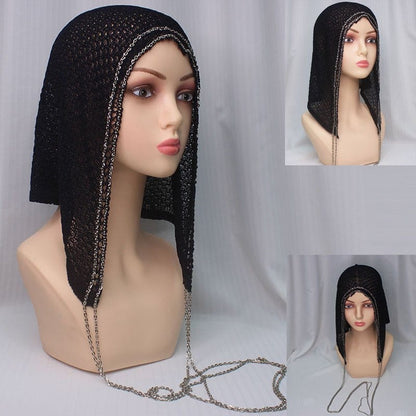 Chain Trim Hijab Cap | Sparkle Knit Balaclava with Chains(MAC375) - A-1 Thread Vault