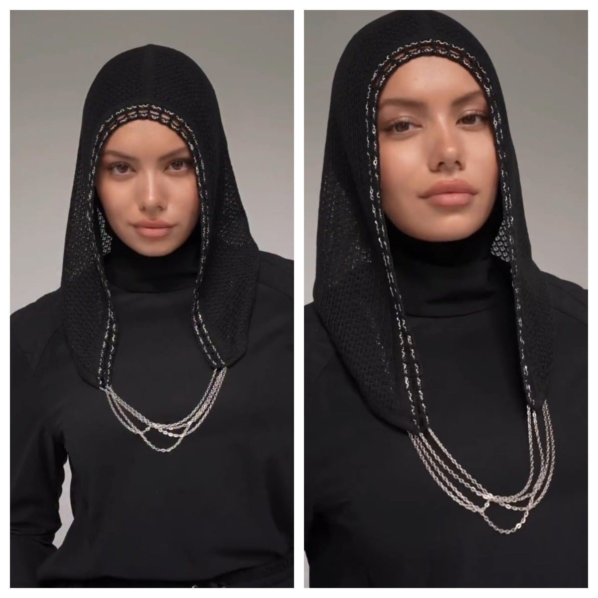 Chain Trim Hijab Cap | Sparkle Knit Balaclava with Chains(MAC375) - A-1 Thread Vault