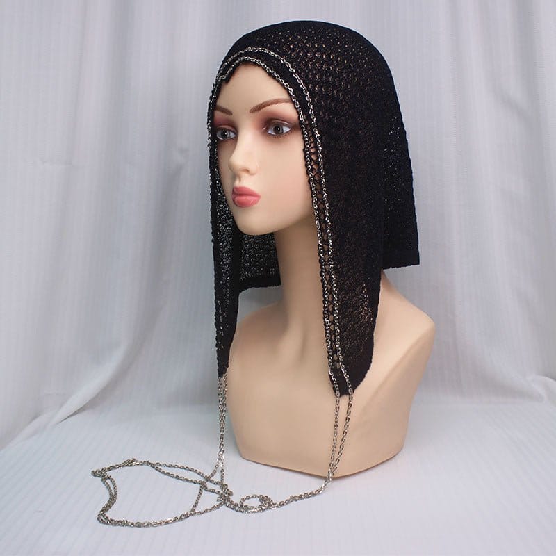 Chain Trim Hijab Cap | Sparkle Knit Balaclava with Chains(MAC375) - A-1 Thread Vault