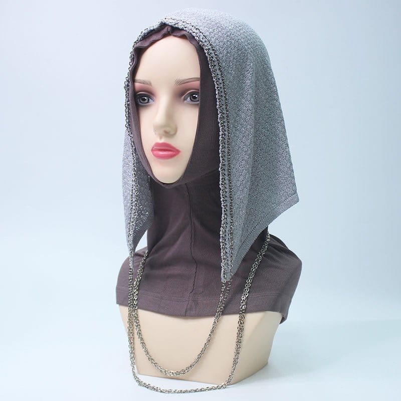 Chain Trim Hijab Cap | Sparkle Knit Balaclava with Chains(MAC375) - A-1 Thread Vault
