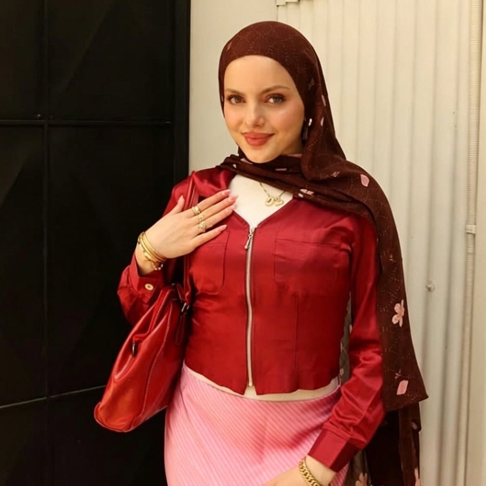 Cherry Blossom Print Hijab Scarf(MH241) - A-1 Thread Vault