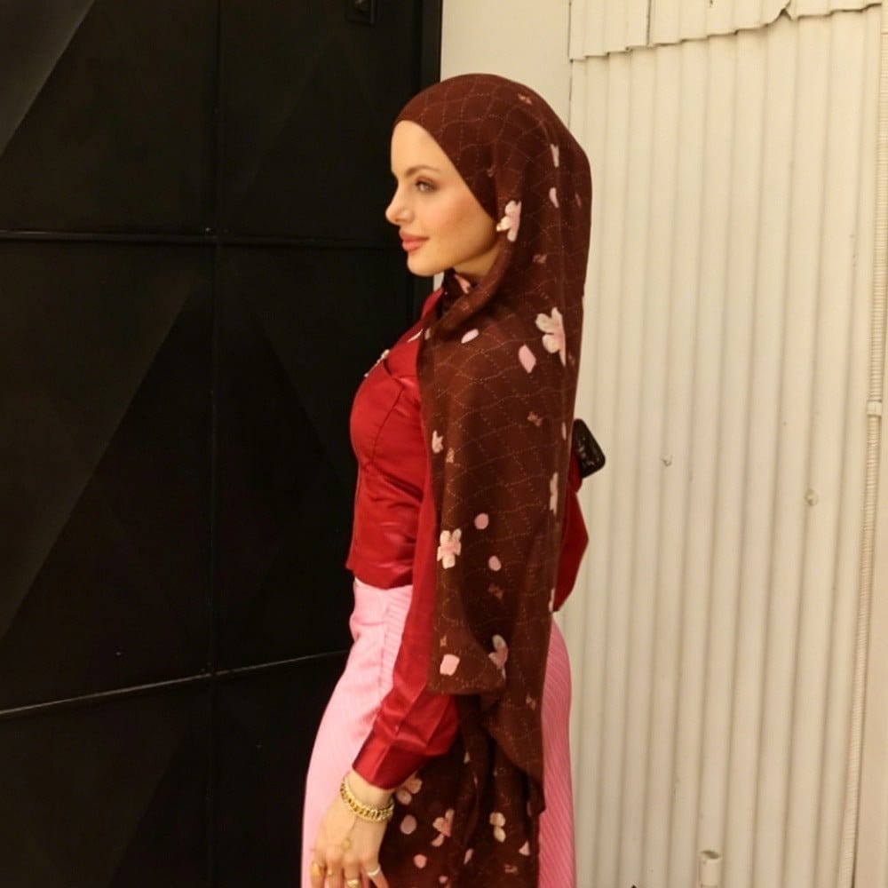 Cherry Blossom Print Hijab Scarf(MH241) - A-1 Thread Vault