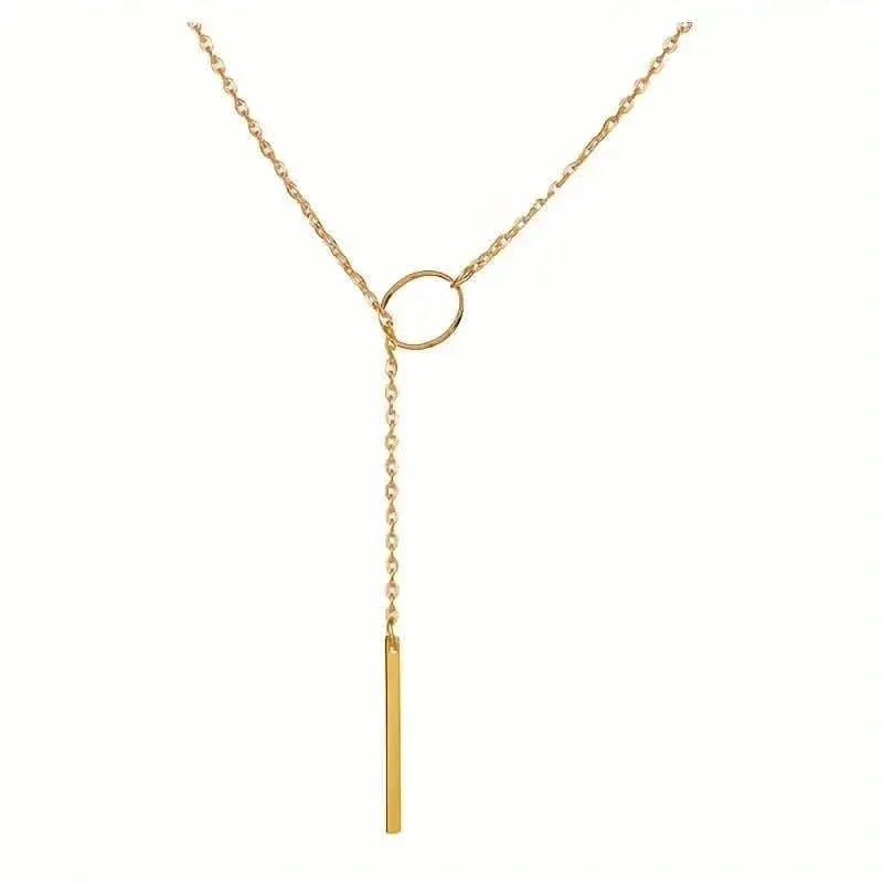 Chic Ethnic-Inspired Alloy Circle & Rod Pendant Necklace - A-1 Thread Vault