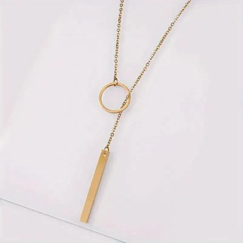 Chic Ethnic-Inspired Alloy Circle & Rod Pendant Necklace - A-1 Thread Vault