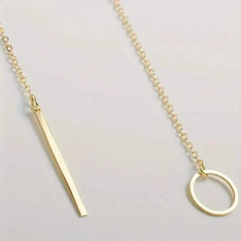 Chic Ethnic-Inspired Alloy Circle & Rod Pendant Necklace - A-1 Thread Vault