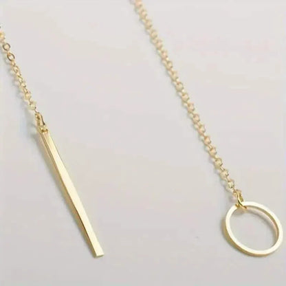 Chic Ethnic-Inspired Alloy Circle & Rod Pendant Necklace - A-1 Thread Vault
