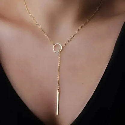 Chic Ethnic-Inspired Alloy Circle & Rod Pendant Necklace - A-1 Thread Vault