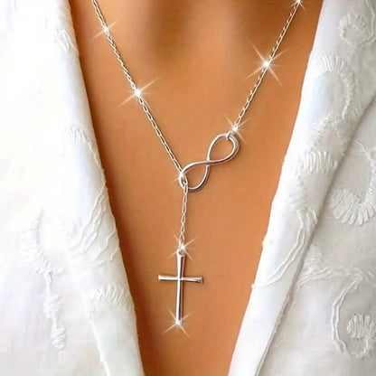 Chic Vintage-Inspired Infinity Cross Pendant Necklace - A-1 Thread Vault