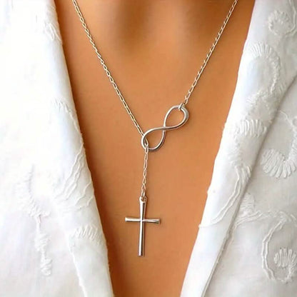 Chic Vintage-Inspired Infinity Cross Pendant Necklace - A-1 Thread Vault