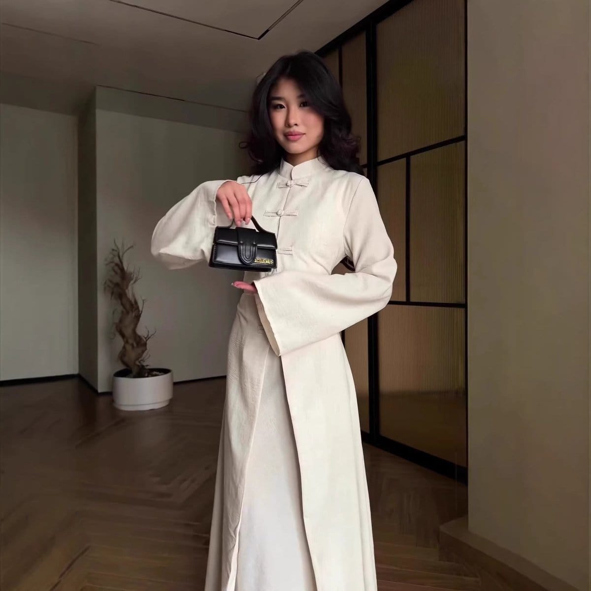 Chinese Frog Button Stand Collar Top & Wide-Leg Maxi Skirt Co-ord Set(MS483) - A-1 Thread Vault