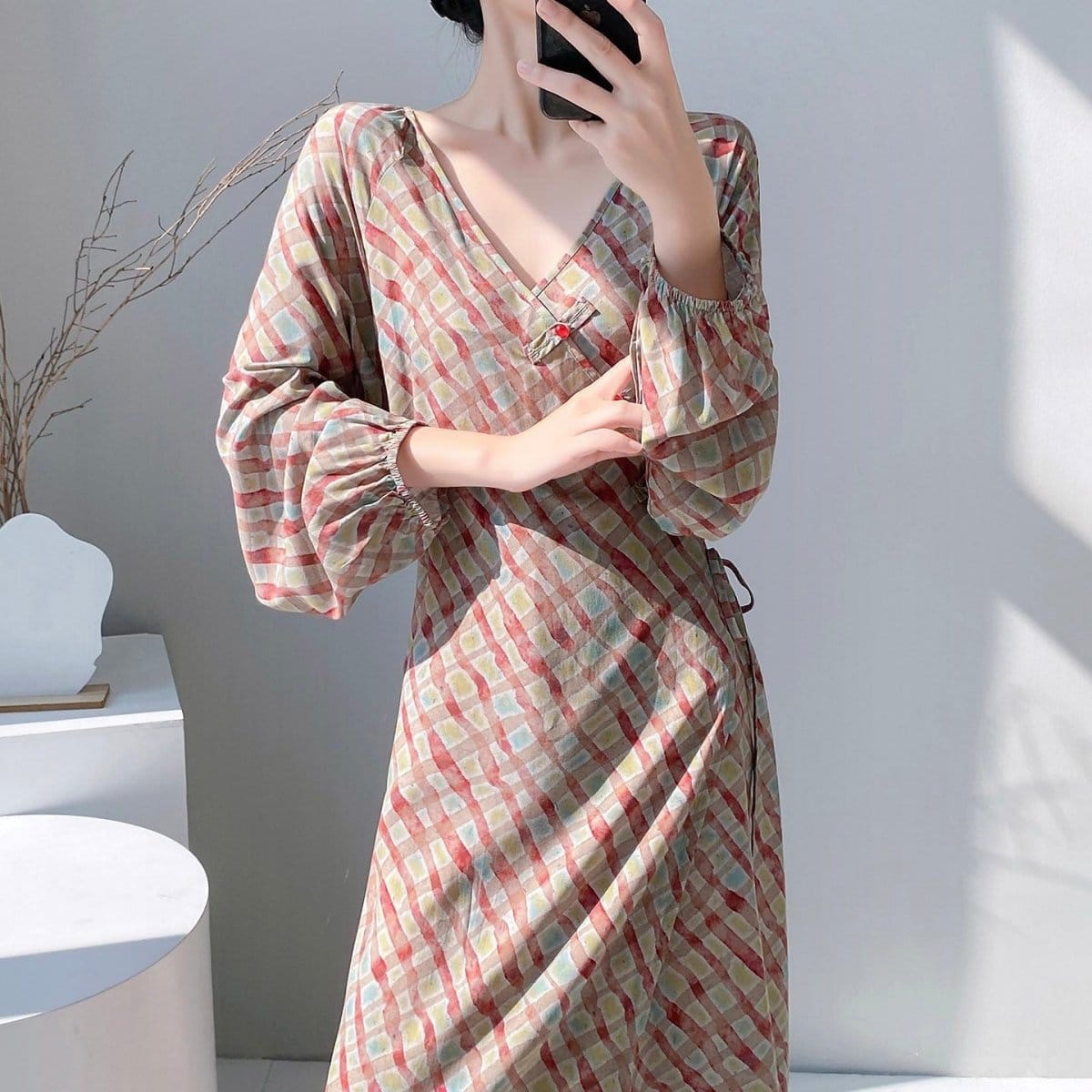 Chinese Style Jacquard & Print Maxi Wrap Dress(MS424) - A-1 Thread Vault