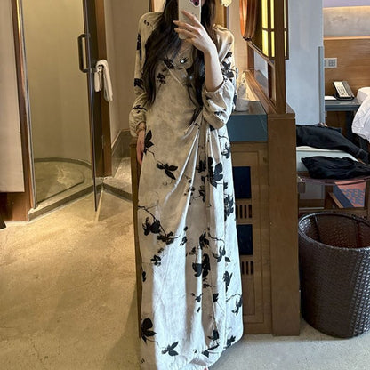 Chinese Style Jacquard & Print Maxi Wrap Dress(MS424) - A-1 Thread Vault