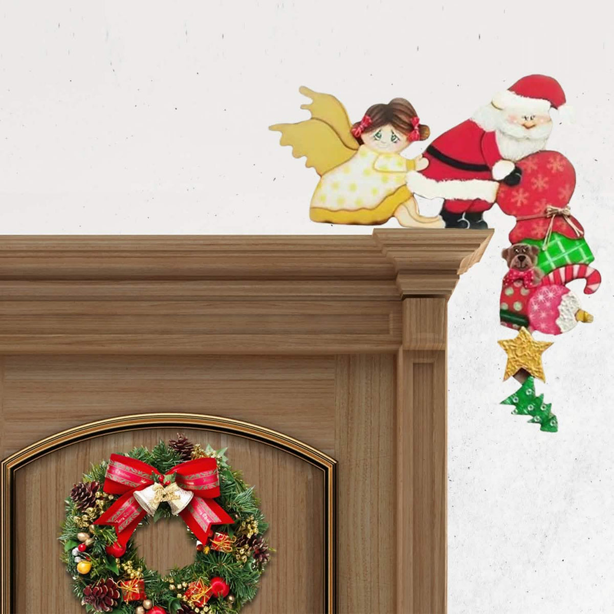 Christmas Door Hanger Decorations Rustic Sign - A-1 Thread Vault