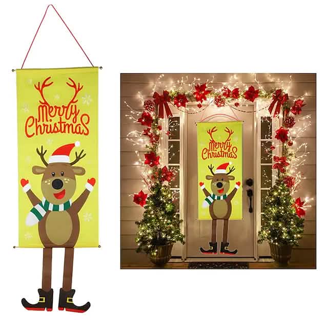 Christmas Door Hanging Flag Decor - A-1 Thread Vault