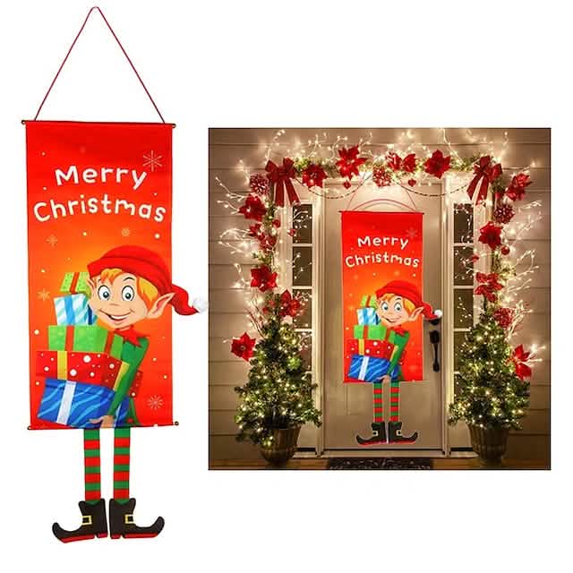Christmas Door Hanging Flag Decor - A-1 Thread Vault