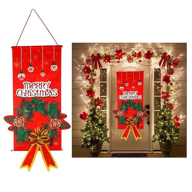 Christmas Door Hanging Flag Decor - A-1 Thread Vault