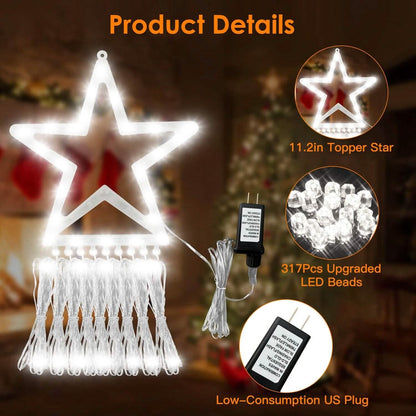 Christmas Hanging Waterfall String Light with Topper Star - A-1 Thread Vault