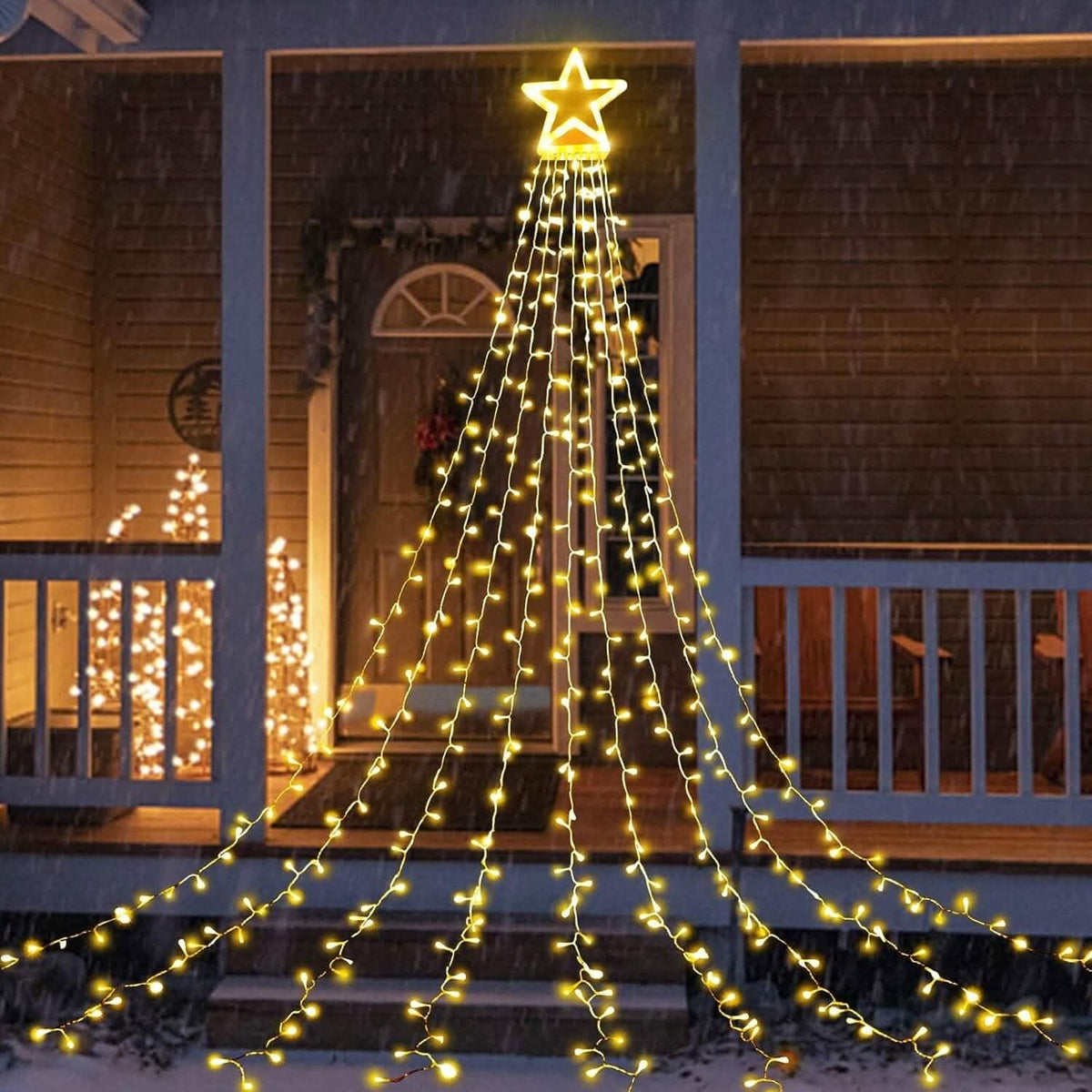 Christmas Hanging Waterfall String Light with Topper Star - A-1 Thread Vault