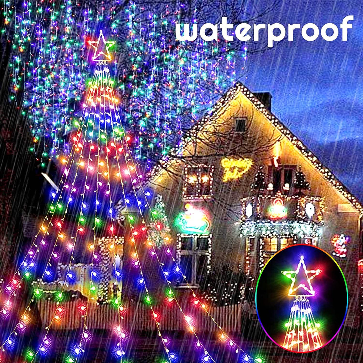 Christmas String Lights with 317 LED Star Hanging Twinkle Fairy Curtain Lights - A-1 Thread Vault