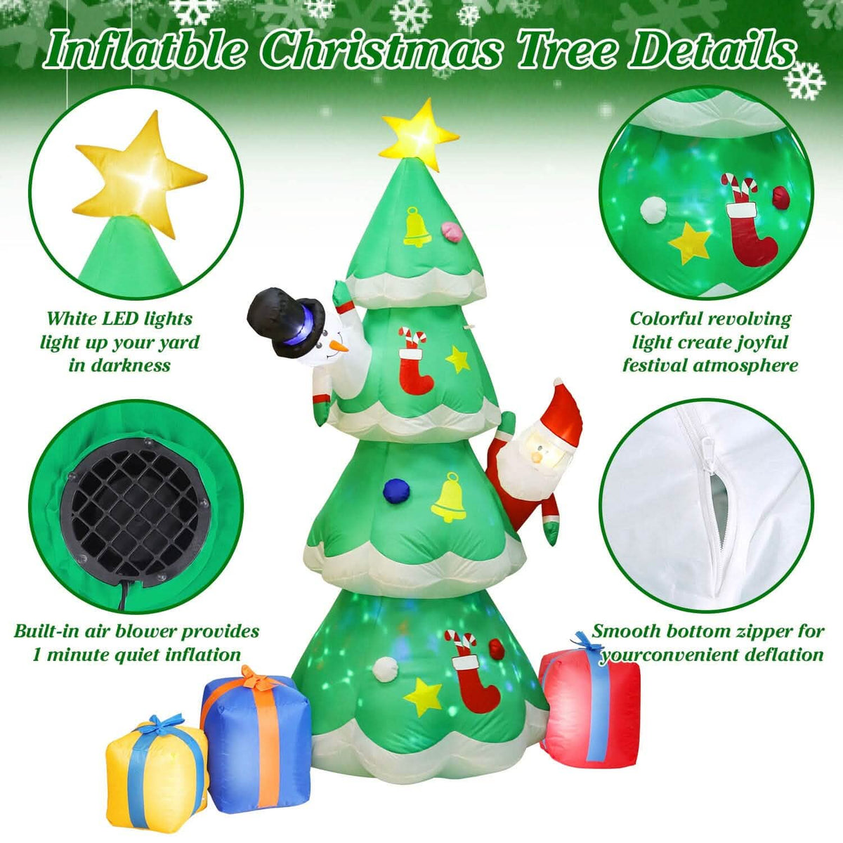 Christmas Tree Inflatable Decoration with LED Light Built-in Air Blower - A-1 Thread Vault