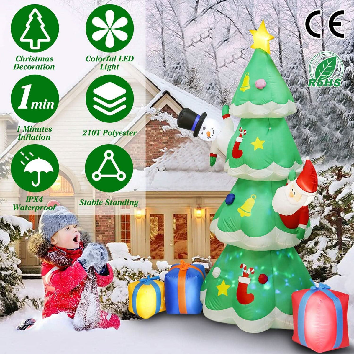 Christmas Tree Inflatable Decoration with LED Light Built-in Air Blower - A-1 Thread Vault