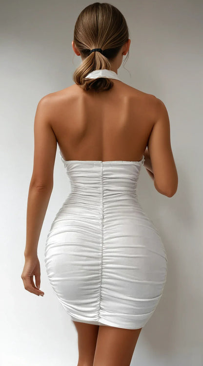 Cinched Halter Mini Dress - A-1 Thread Vault