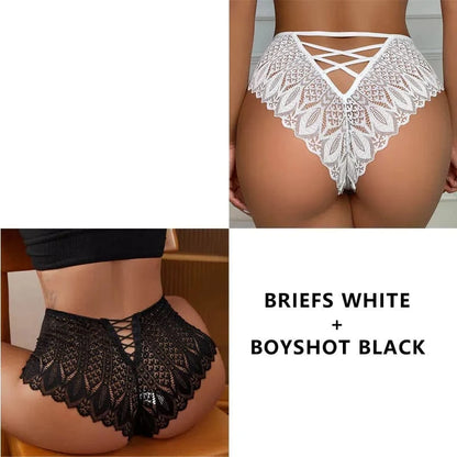 CINOON 2PCS/Set New Panties Women Lace Underwear Sexy Low-Waist Briefs Hollow Out G String Underpant Embroidery Female Lingerie - A-1 Thread Vault