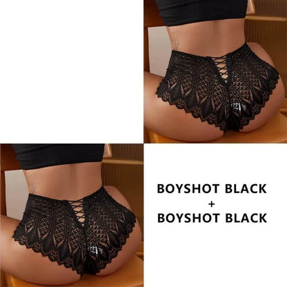CINOON 2PCS/Set New Panties Women Lace Underwear Sexy Low-Waist Briefs Hollow Out G String Underpant Embroidery Female Lingerie - A-1 Thread Vault