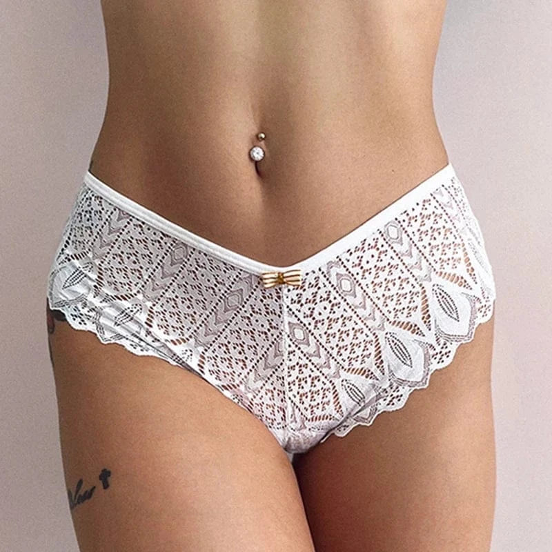 CINOON 2PCS/Set New Panties Women Lace Underwear Sexy Low-Waist Briefs Hollow Out G String Underpant Embroidery Female Lingerie - A-1 Thread Vault