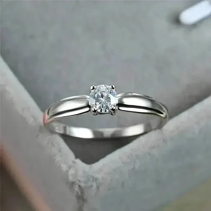 Classic 4-prong Set Round Zirconia Ring For Women - A-1 Thread Vault