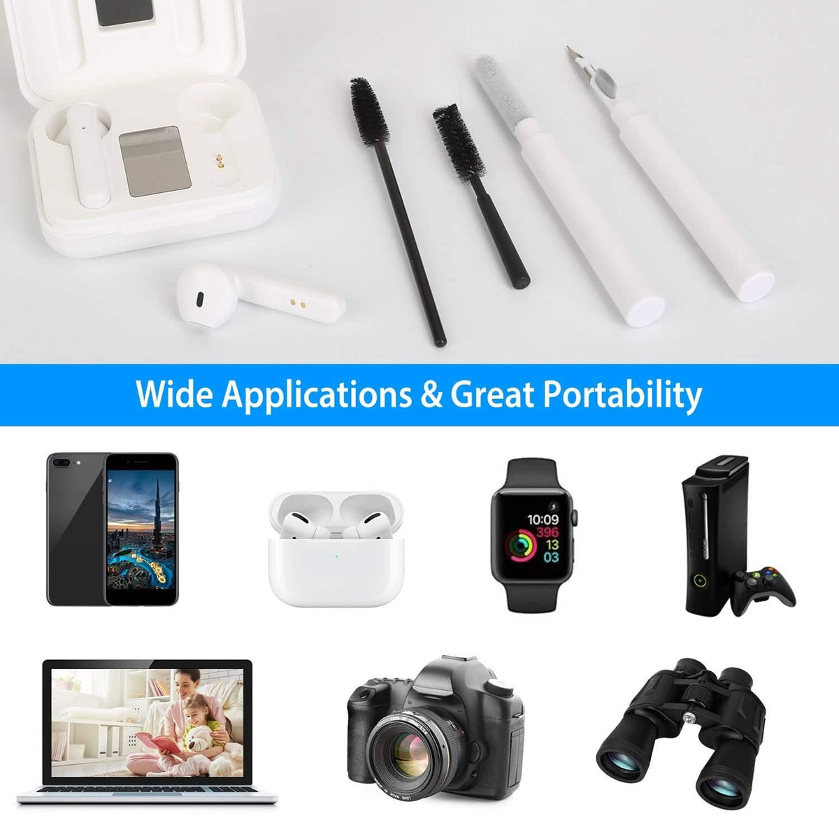Cleaning Kit For Airpods, Charging Case, Camera, Phone Cleaner Pen Long and Short Fluff Brush - A-1 Thread Vault