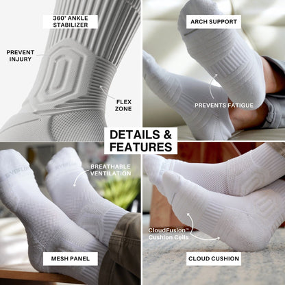 CloudFusion™ Athletic Cushioned Crew Socks - A-1 Thread Vault