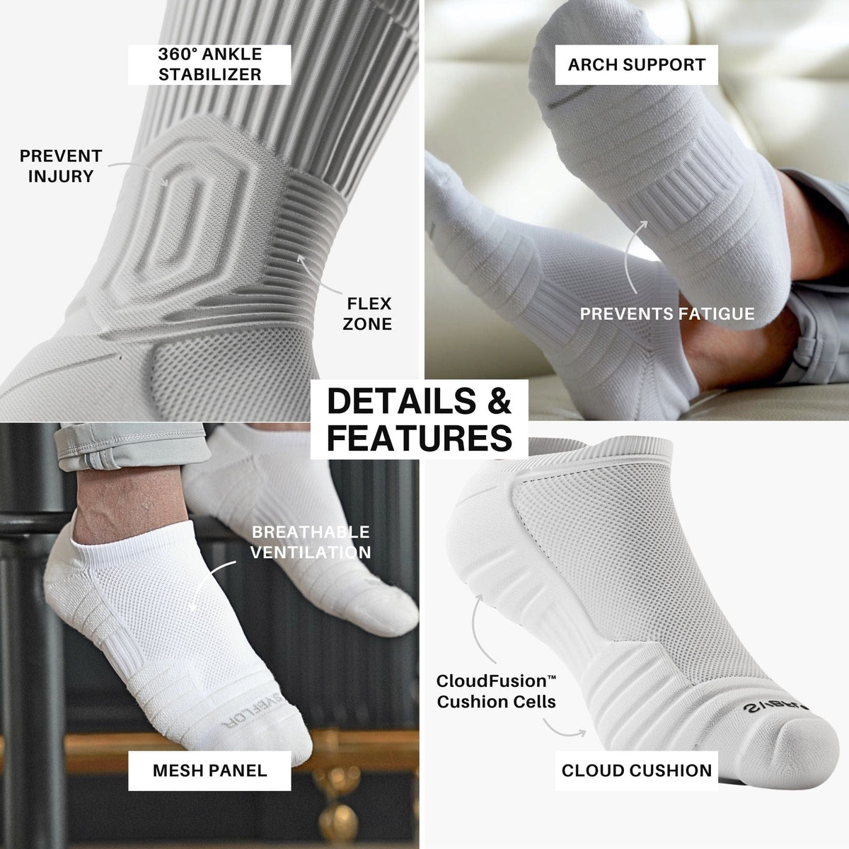 CloudFusion™ Athletic Cushioned Low Socks - A-1 Thread Vault