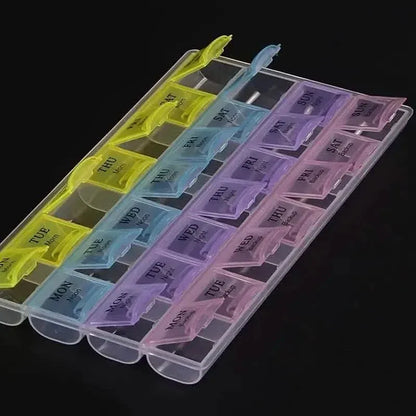 Colorful 28-Compartment Pill Organizer - Portable, Large Capacity Health Care Box - A-1 Thread Vault