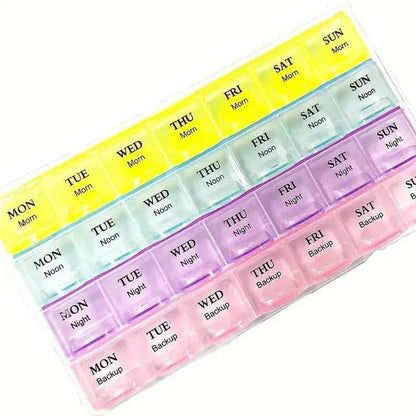 Colorful 28-Compartment Pill Organizer - Portable, Large Capacity Health Care Box - A-1 Thread Vault