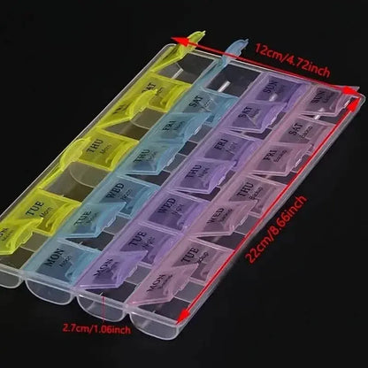 Colorful 28-Compartment Pill Organizer - Portable, Large Capacity Health Care Box - A-1 Thread Vault