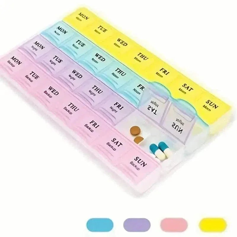 Colorful 28-Compartment Pill Organizer - Portable, Large Capacity Health Care Box - A-1 Thread Vault