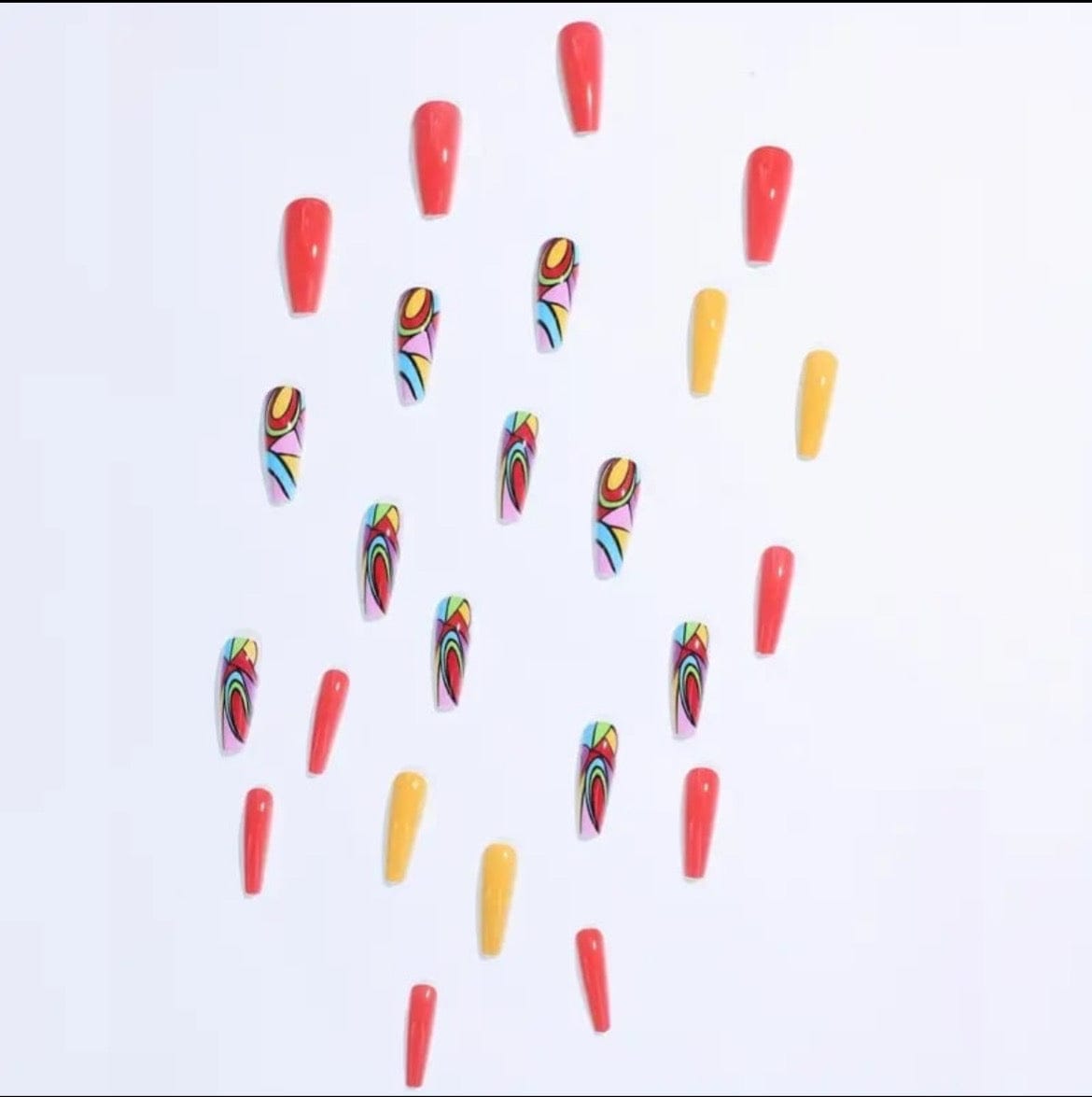 Colorful Geometric Ballerina Press On Nails (24pcs) - A-1 Thread Vault