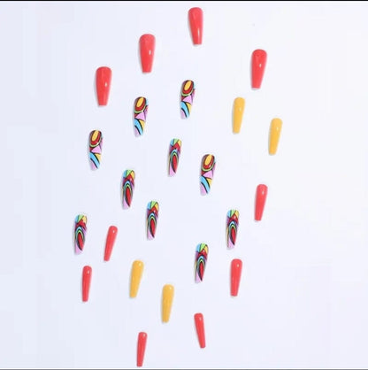 Colorful Geometric Ballerina Press On Nails (24pcs) - A-1 Thread Vault