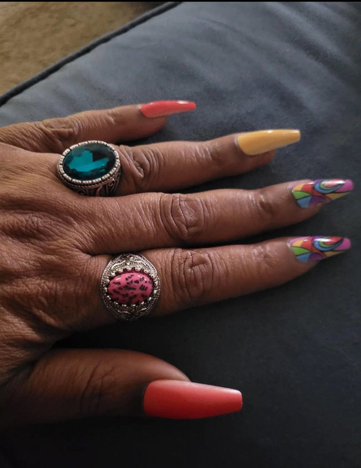 Colorful Geometric Ballerina Press On Nails (24pcs) - A-1 Thread Vault