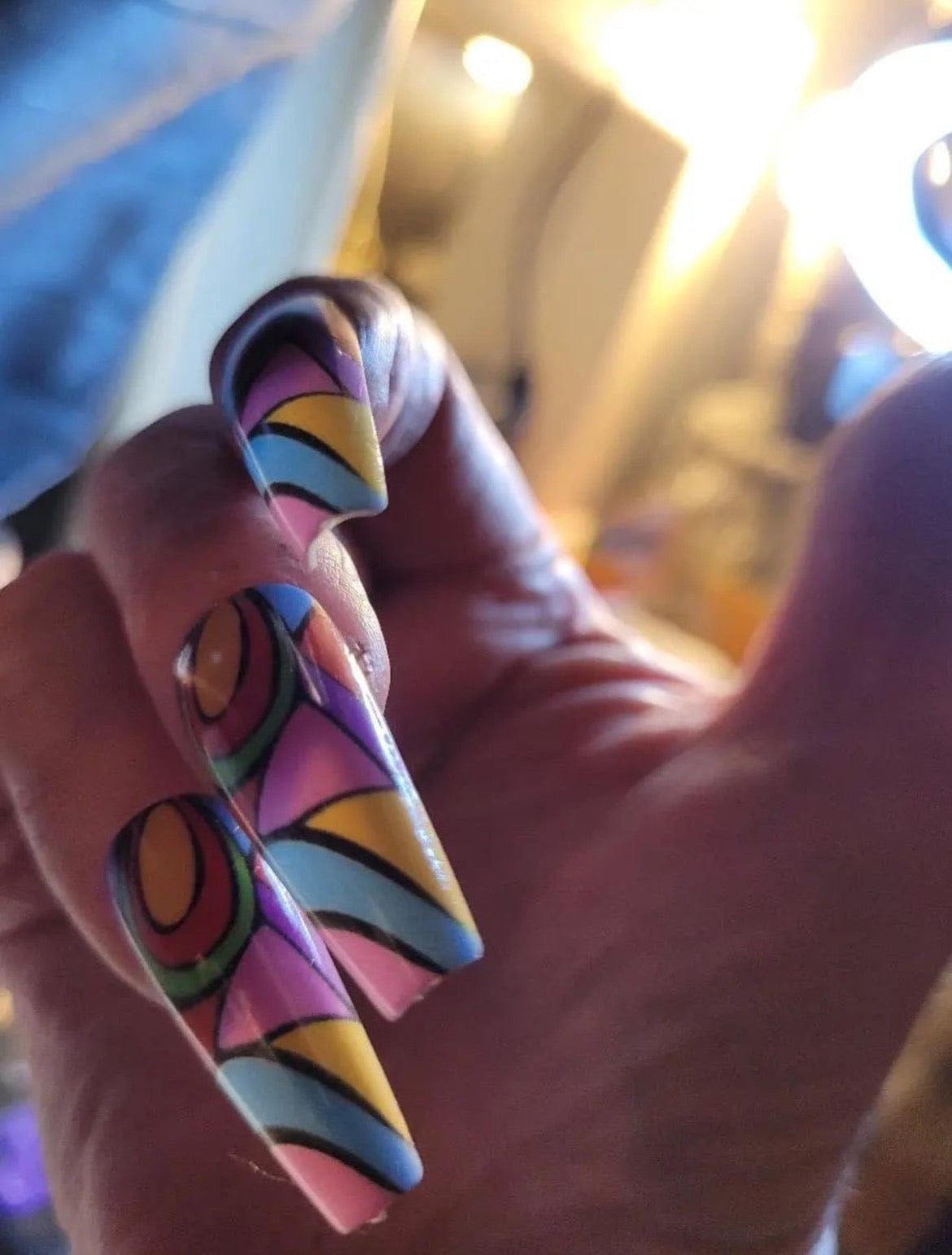 Colorful Geometric Ballerina Press On Nails (24pcs) - A-1 Thread Vault