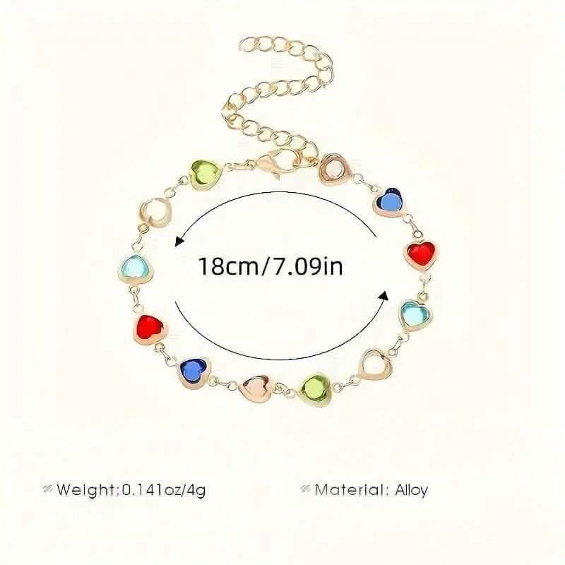 Colorful Heart-Shaped Zirconia Bracelet - A-1 Thread Vault