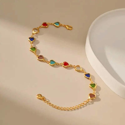 Colorful Heart-Shaped Zirconia Bracelet - A-1 Thread Vault