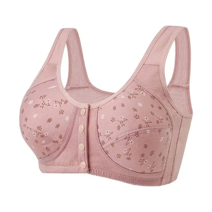 Comfortable Daisy Bras for Older Women Breathable Convenient Front Close Button Cotton Bras No Underwire Plus Size - A-1 Thread Vault