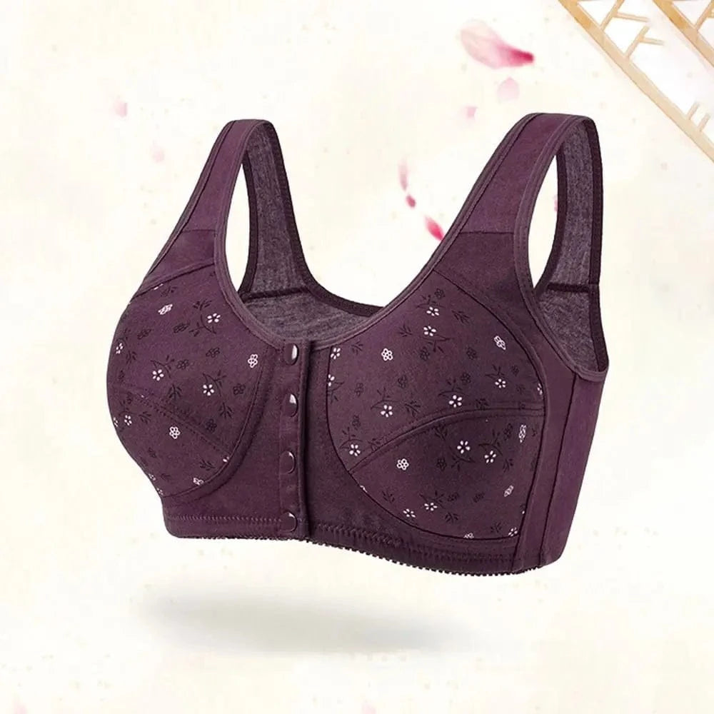 Comfortable Daisy Bras for Older Women Breathable Convenient Front Close Button Cotton Bras No Underwire Plus Size - A-1 Thread Vault