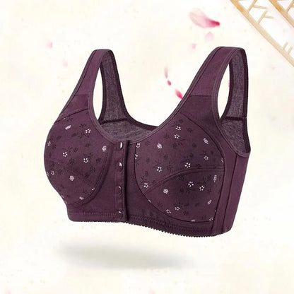 Comfortable Daisy Bras for Older Women Breathable Convenient Front Close Button Cotton Bras No Underwire Plus Size - A-1 Thread Vault