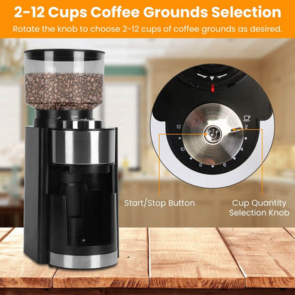 Conical Bur Coffee Bean Electric Grinder with 25 Grind Settings - A-1 Thread Vault